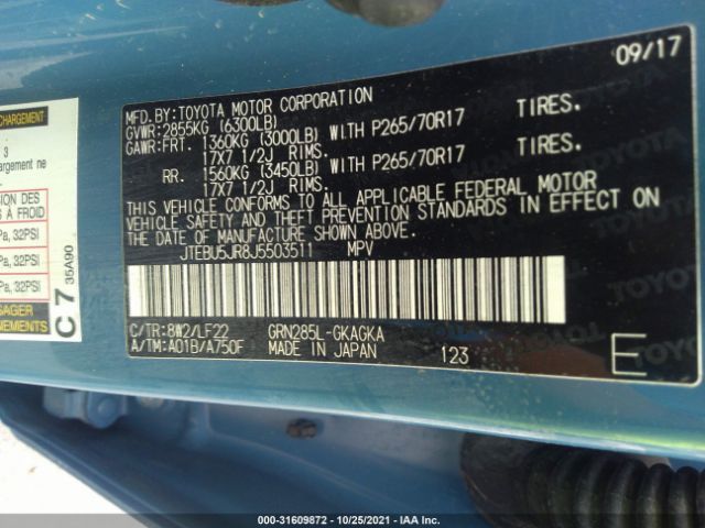 Photo 8 VIN: JTEBU5JR8J5503511 - TOYOTA 4RUNNER 