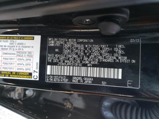 Photo 9 VIN: JTEBU5JR9C5108160 - TOYOTA 4RUNNER SR 