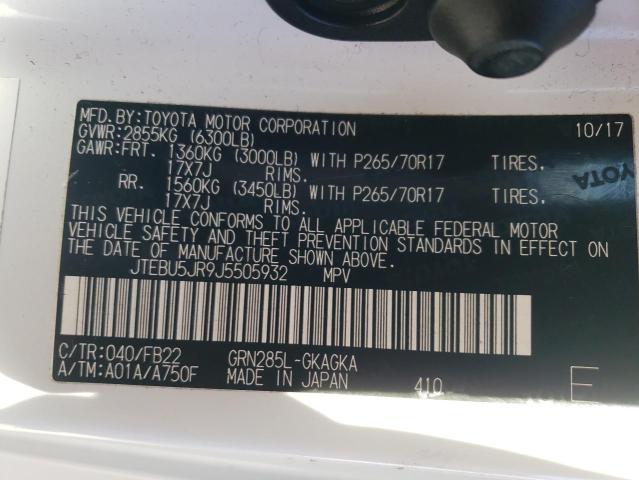 Photo 9 VIN: JTEBU5JR9J5505932 - TOYOTA 4RUNNER SR 