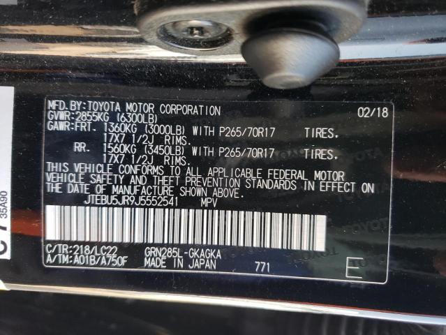 Photo 12 VIN: JTEBU5JR9J5552541 - TOYOTA 4RUNNER 