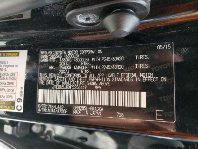 Photo 9 VIN: JTEBU5JRXF5256449 - TOYOTA 4RUNNER SR 