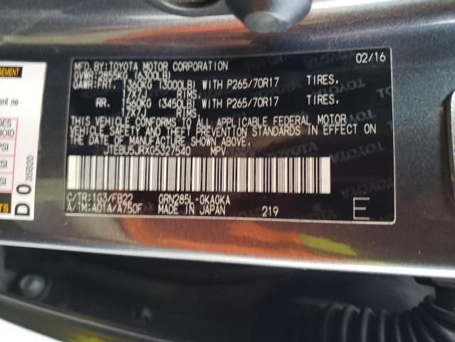 Photo 12 VIN: JTEBU5JRXG5327540 - TOYOTA 4RUNNER 