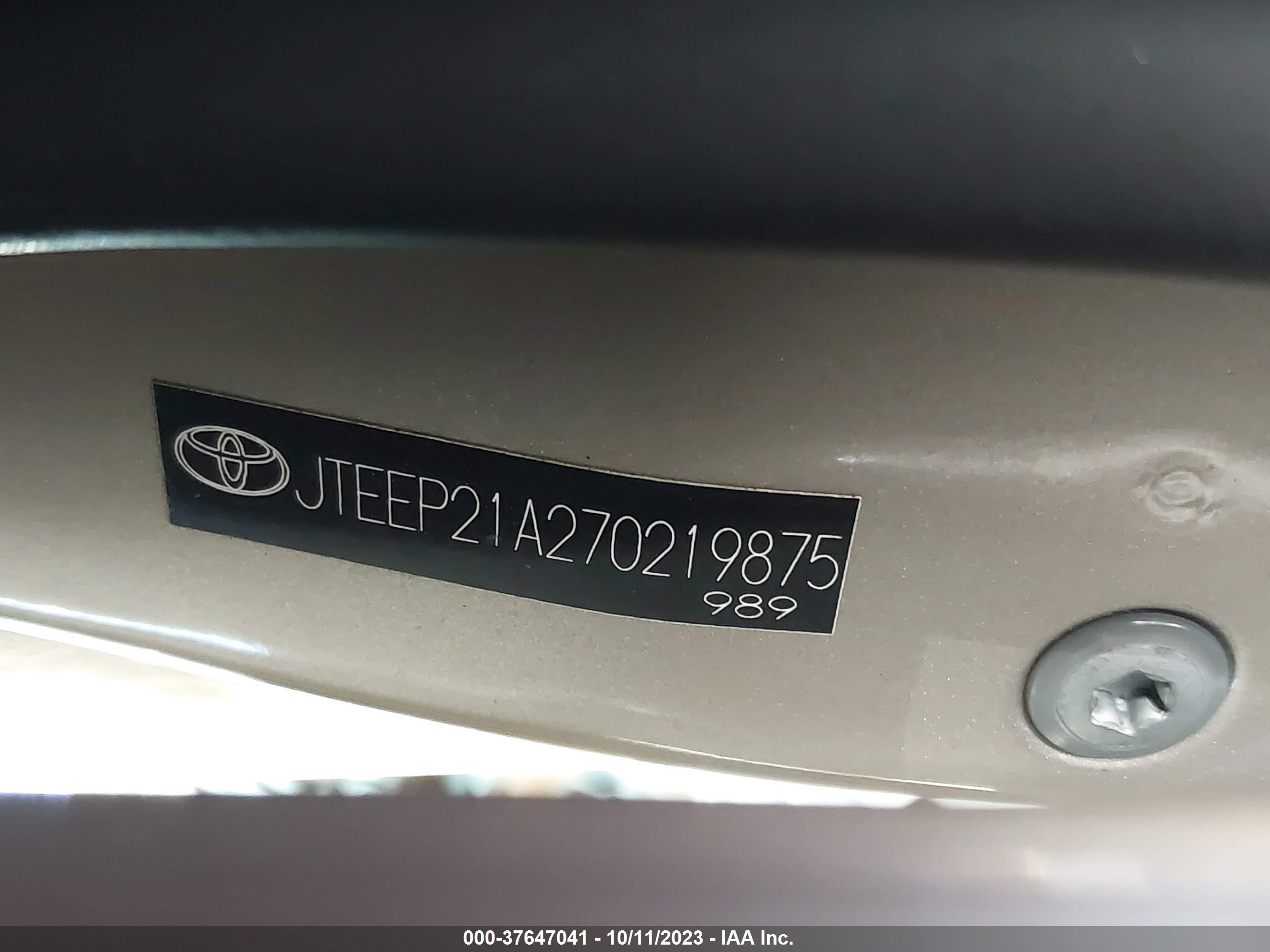 Photo 8 VIN: JTEEP21A270219875 - TOYOTA HIGHLANDER 