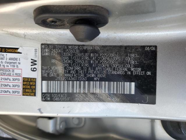 Photo 12 VIN: JTEEP21A360172063 - TOYOTA HIGHLANDER 