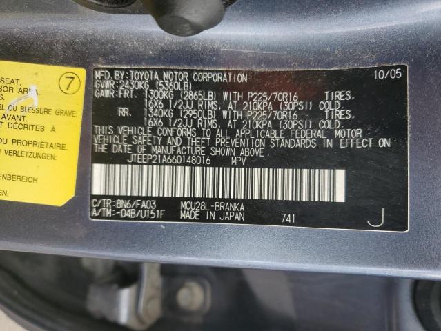 Photo 12 VIN: JTEEP21A660148016 - TOYOTA HIGHLANDER 