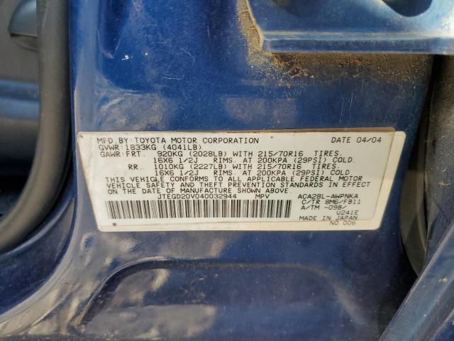 Photo 11 VIN: JTEGD20V040032944 - TOYOTA RAV4 