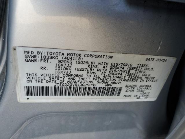 Photo 12 VIN: JTEGD20V640029983 - TOYOTA RAV4 