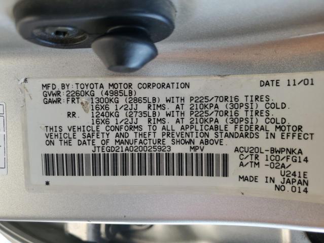 Photo 12 VIN: JTEGD21A020025923 - TOYOTA HIGHLANDER 