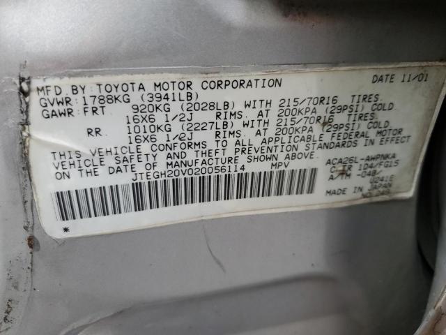 Photo 11 VIN: JTEGH20V020056114 - TOYOTA RAV4 