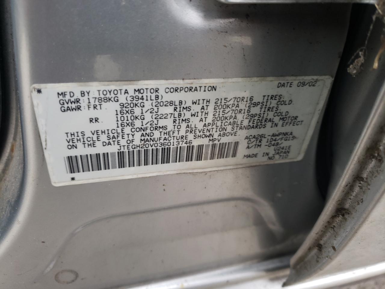 Photo 12 VIN: JTEGH20V036013746 - TOYOTA RAV 4 