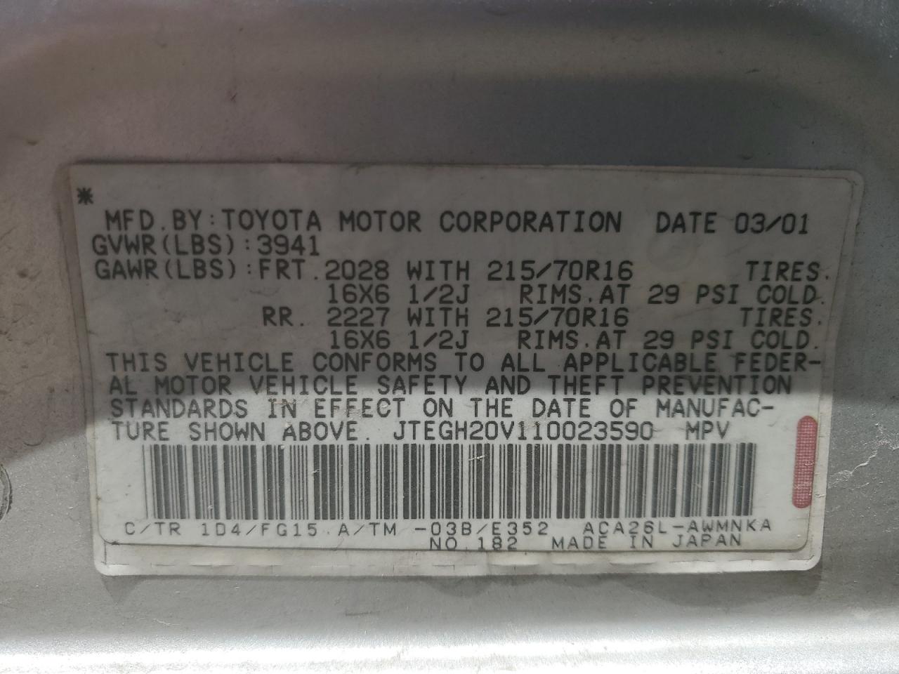 Photo 12 VIN: JTEGH20V110023590 - TOYOTA RAV 4 