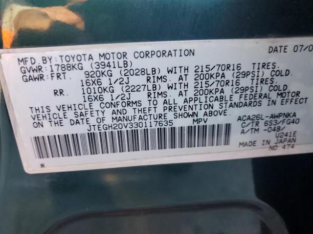 Photo 11 VIN: JTEGH20V330117635 - TOYOTA RAV4 