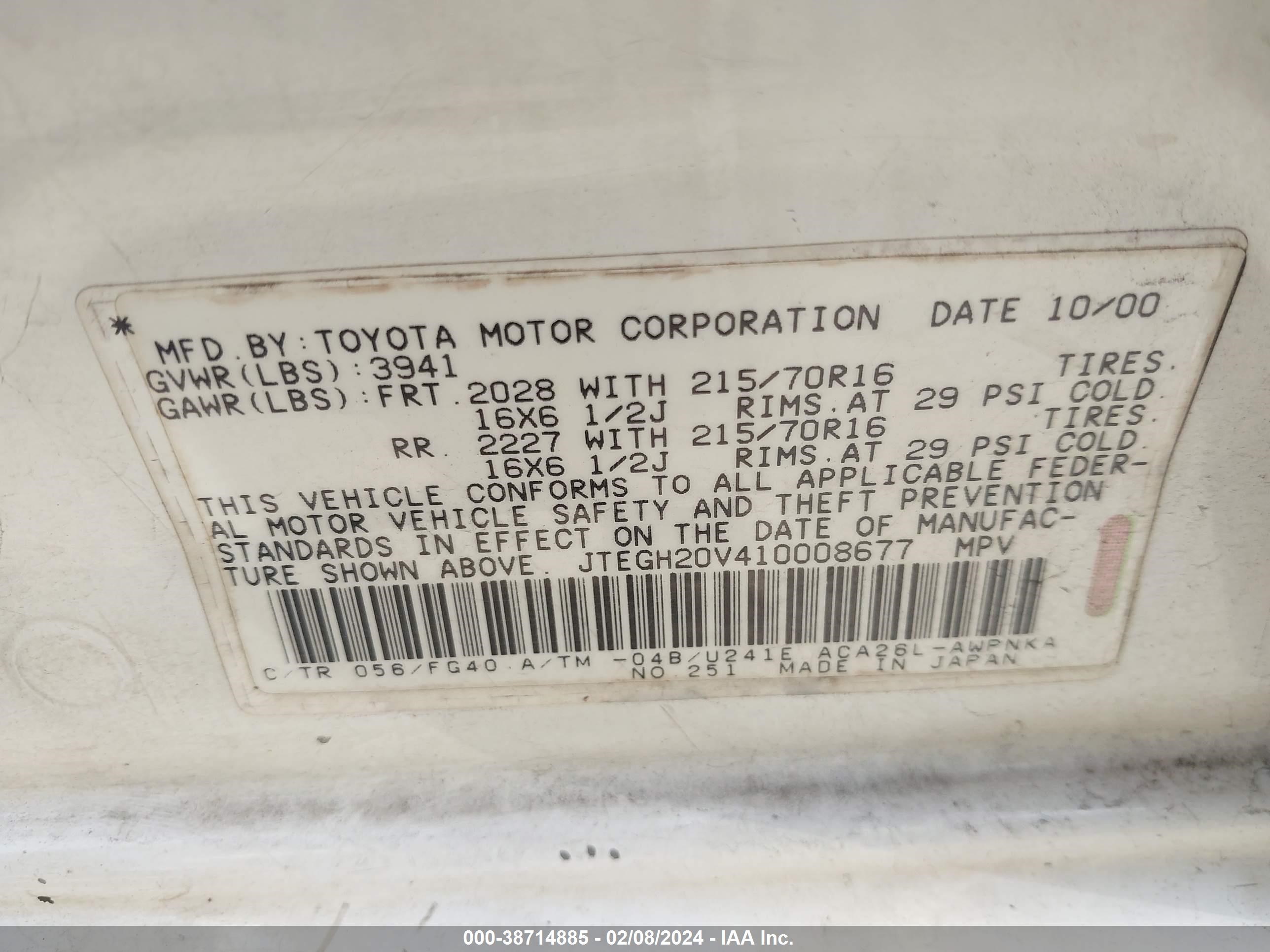 Photo 8 VIN: JTEGH20V410008677 - TOYOTA RAV 4 