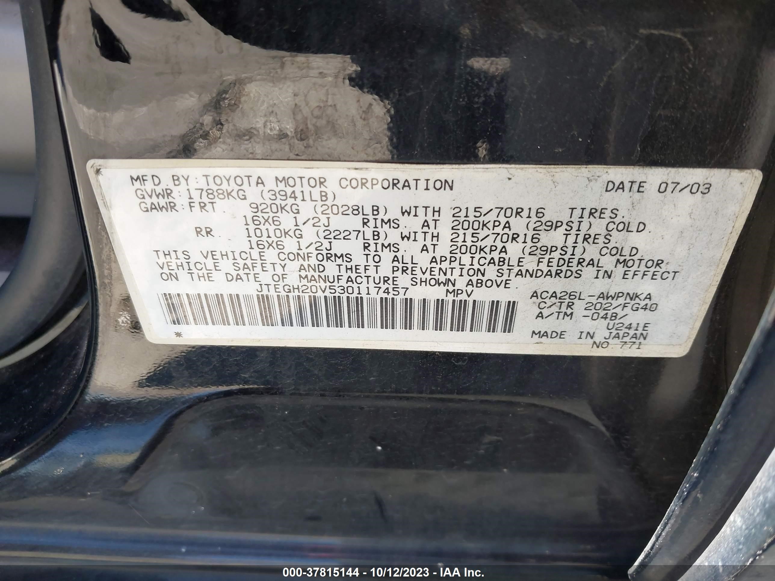 Photo 8 VIN: JTEGH20V530117457 - TOYOTA RAV 4 