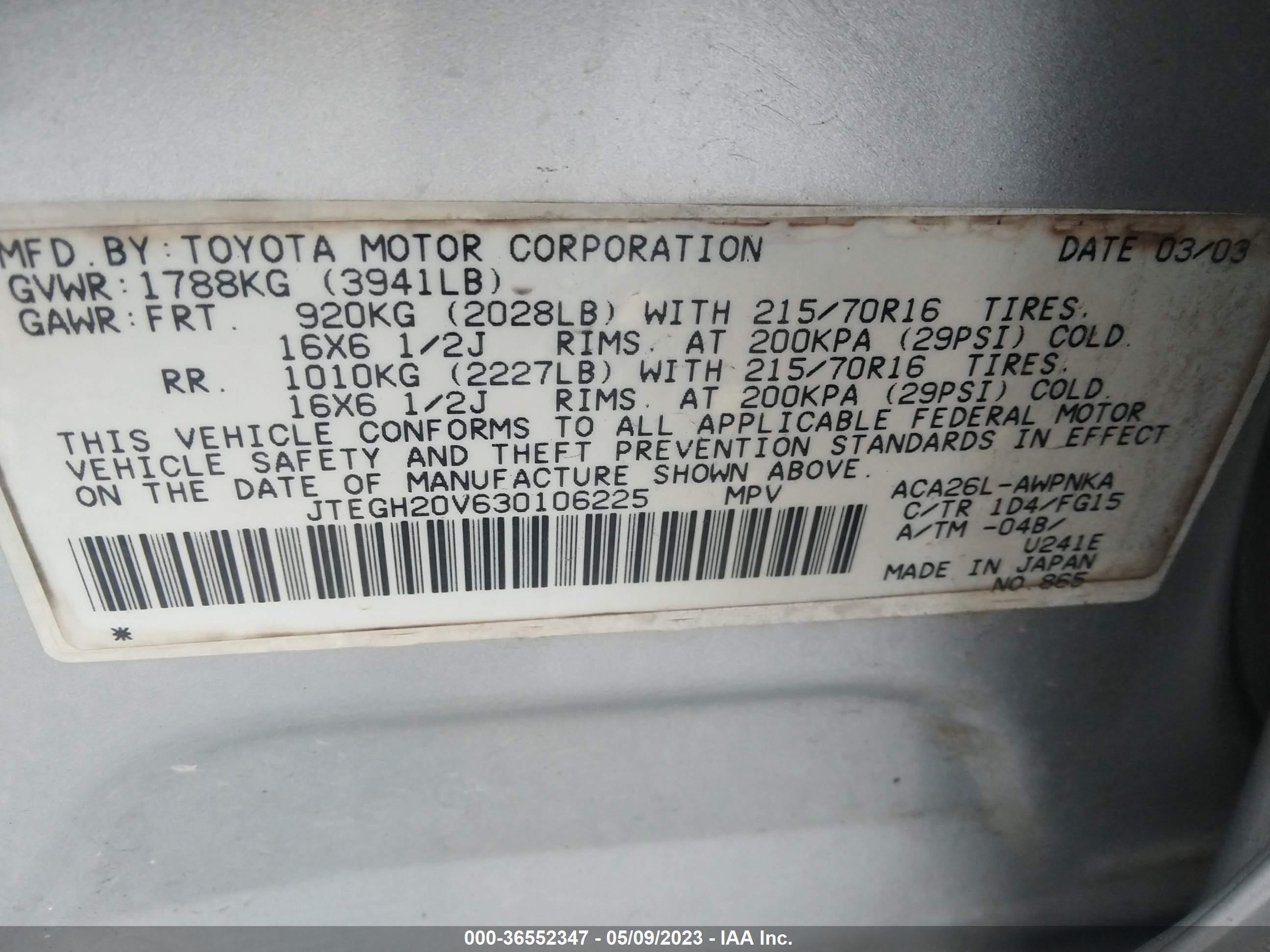 Photo 8 VIN: JTEGH20V630106225 - TOYOTA RAV 4 