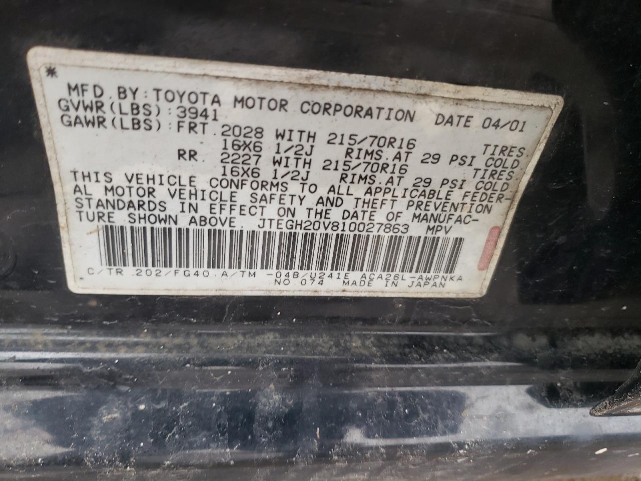 Photo 12 VIN: JTEGH20V810027863 - TOYOTA RAV 4 