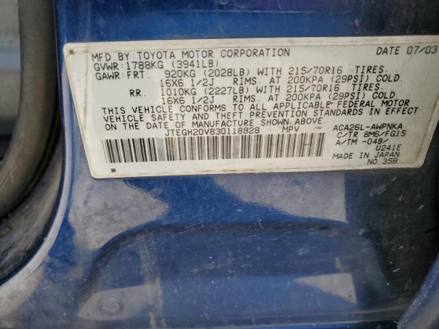 Photo 12 VIN: JTEGH20V830118828 - TOYOTA RAV4 