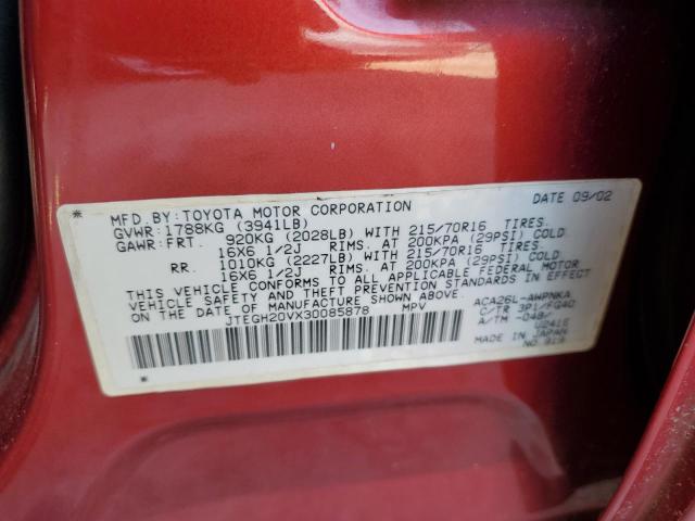 Photo 12 VIN: JTEGH20VX30085878 - TOYOTA RAV4 