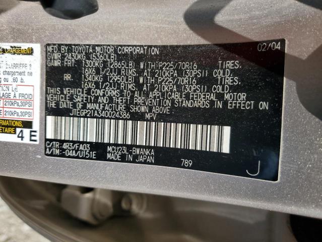 Photo 12 VIN: JTEGP21A340024386 - TOYOTA HIGHLANDER 