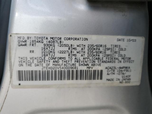 Photo 11 VIN: JTEHD20V540009681 - TOYOTA RAV4 