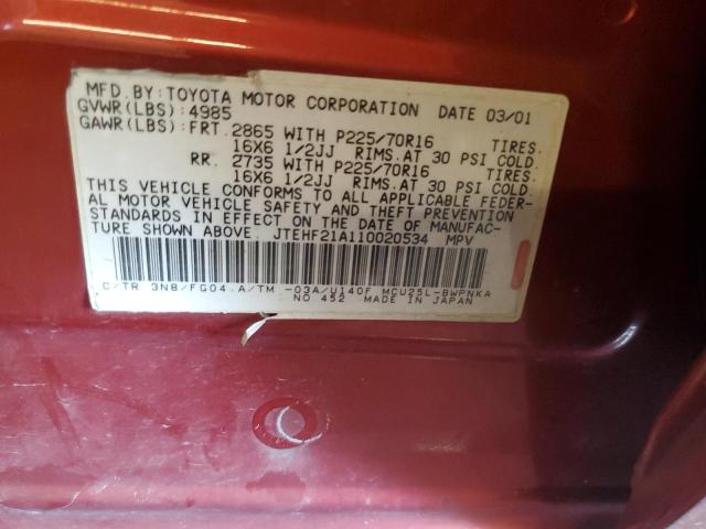 Photo 11 VIN: JTEHF21A110020534 - TOYOTA HIGHLANDER 