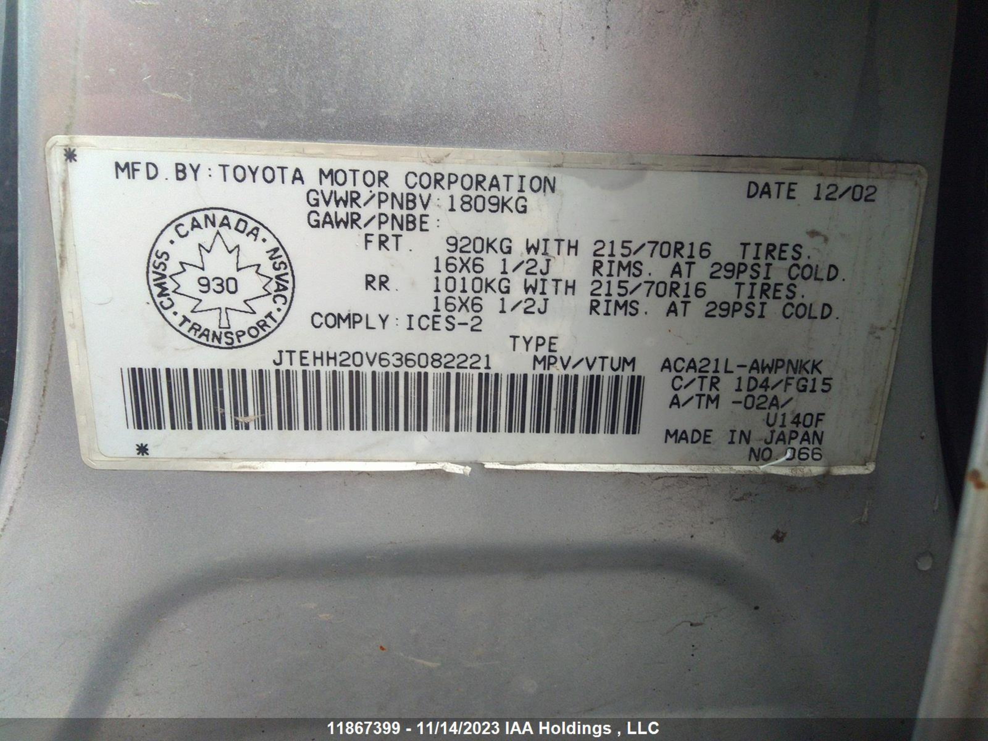 Photo 8 VIN: JTEHH20V636082221 - TOYOTA RAV 4 