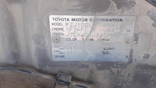 Photo 1 VIN: JTEHJ09J245105736 - TOYOTA LAND CRUISER GXR 