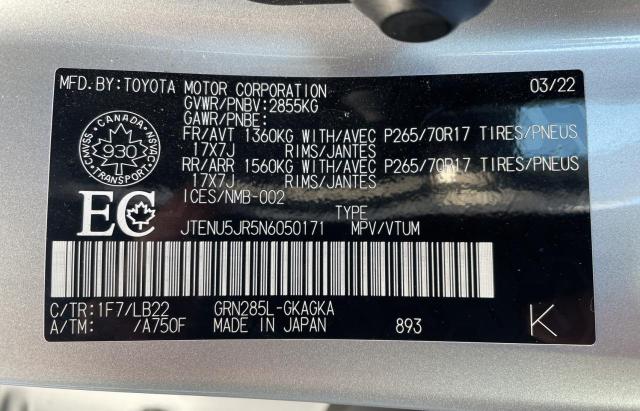 Photo 9 VIN: JTENU5JR5N6050171 - TOYOTA 4RUNNER SR 