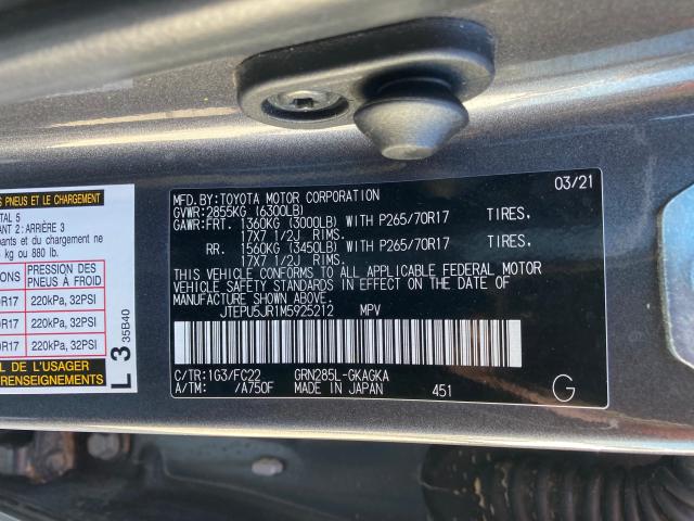 Photo 9 VIN: JTEPU5JR1M5925212 - TOYOTA 4RUNNER SR 