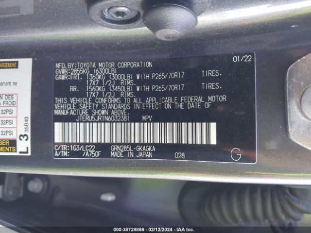 Photo 8 VIN: JTERU5JR1N6032381 - TOYOTA 4RUNNER 