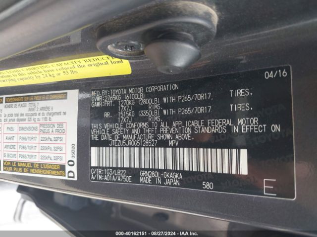 Photo 8 VIN: JTEZU5JR0G5128527 - TOYOTA 4RUNNER 