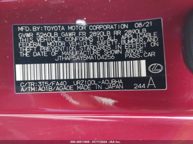 Photo 8 VIN: JTHAP5AY5MA104256 - LEXUS LC 500 