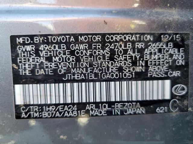 Photo 11 VIN: JTHBA1BL1GA001051 - LEXUS GS 200T BA 