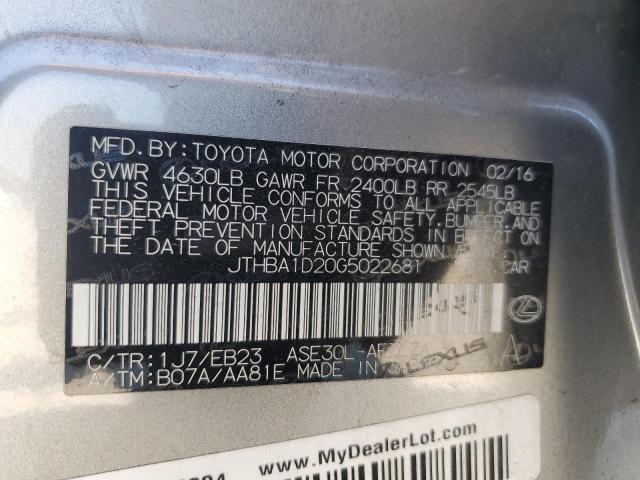 Photo 11 VIN: JTHBA1D20G5022681 - LEXUS IS 200T 