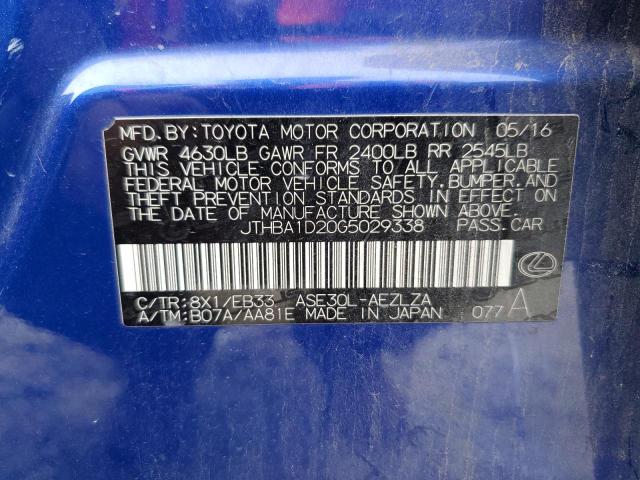 Photo 11 VIN: JTHBA1D20G5029338 - LEXUS IS 200T 