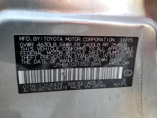 Photo 12 VIN: JTHBA1D21G5013665 - LEXUS IS 200T 