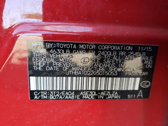 Photo 9 VIN: JTHBA1D22G5015053 - LEXUS IS 200T 