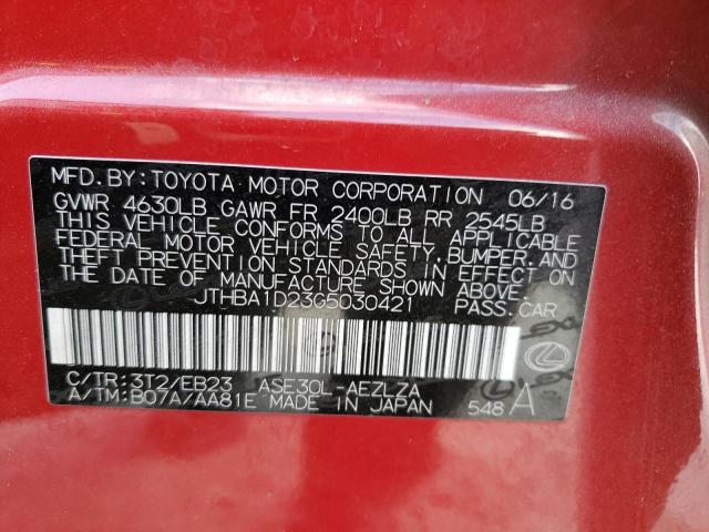 Photo 12 VIN: JTHBA1D23G5030421 - LEXUS IS 200T 