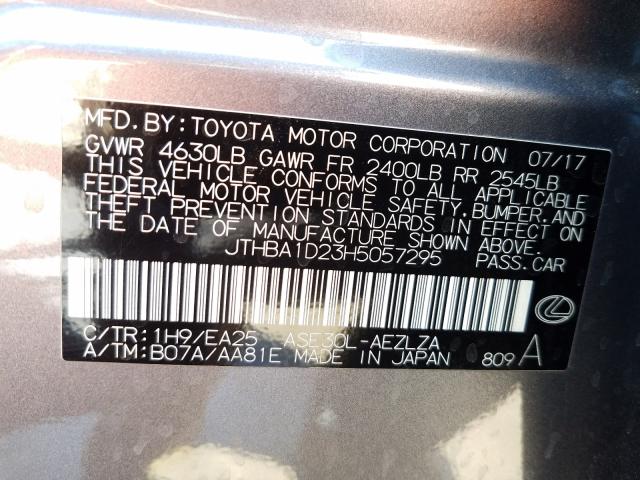 Photo 9 VIN: JTHBA1D23H5057295 - LEXUS IS 200T 