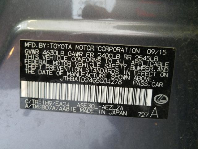 Photo 9 VIN: JTHBA1D24G5004278 - LEXUS IS 200T 