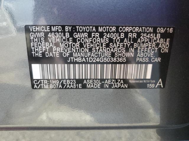 Photo 12 VIN: JTHBA1D24G5038365 - LEXUS IS 200T 