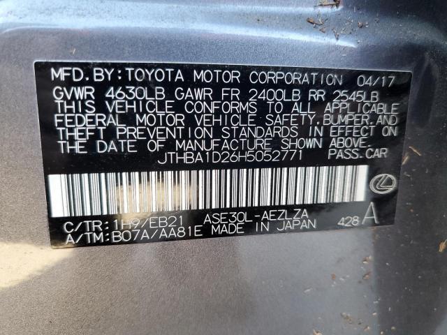 Photo 9 VIN: JTHBA1D26H5052771 - LEXUS IS 200T 