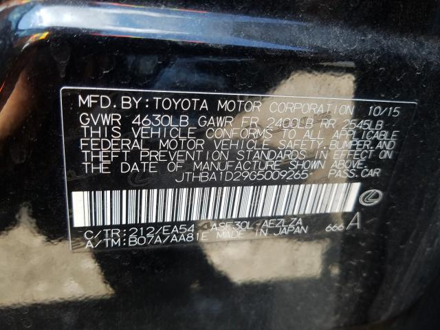 Photo 9 VIN: JTHBA1D29G5009265 - LEXUS IS 200T 