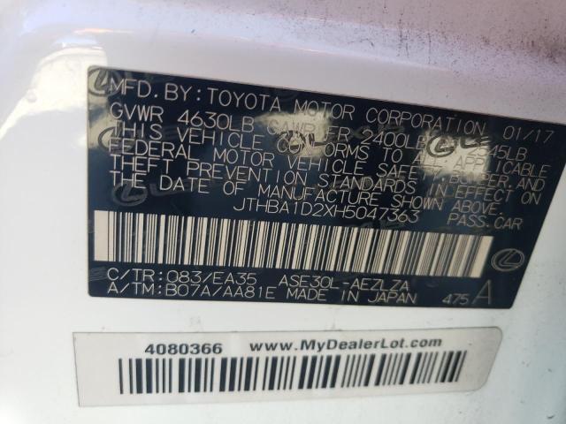 Photo 11 VIN: JTHBA1D2XH5047363 - LEXUS IS 200T 