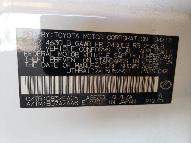 Photo 11 VIN: JTHBA1D2XH5052921 - LEXUS IS 200T 