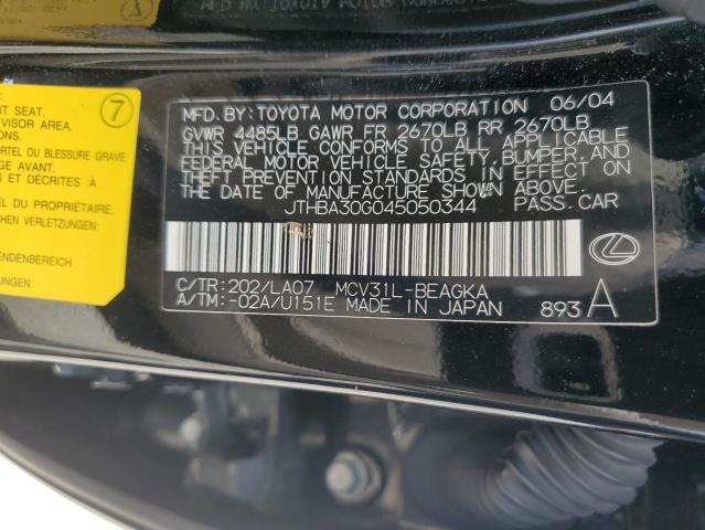 Photo 12 VIN: JTHBA30G045050344 - LEXUS ES330 