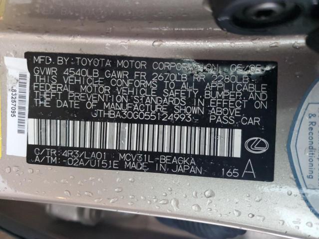 Photo 11 VIN: JTHBA30G055124993 - LEXUS ES330 