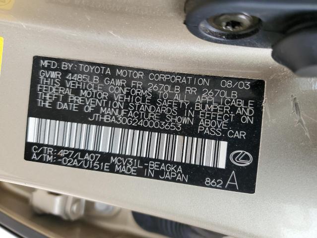 Photo 11 VIN: JTHBA30G240003653 - LEXUS ES330 