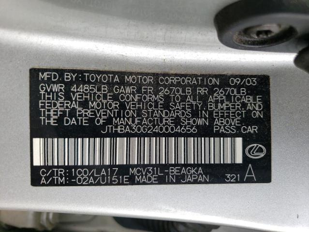 Photo 11 VIN: JTHBA30G240004656 - LEXUS ES 330 