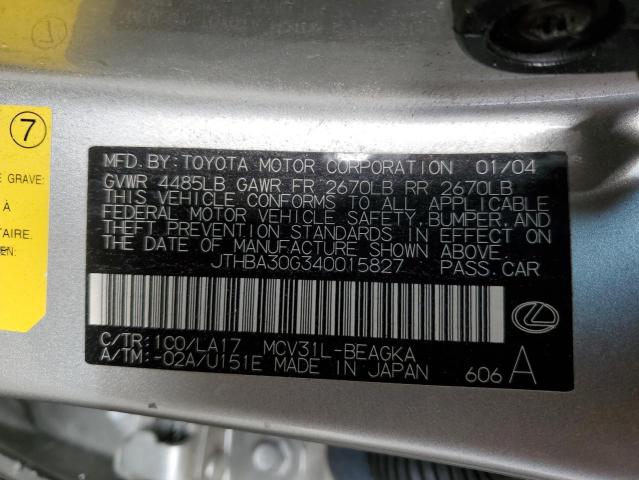 Photo 12 VIN: JTHBA30G340015827 - LEXUS ES330 